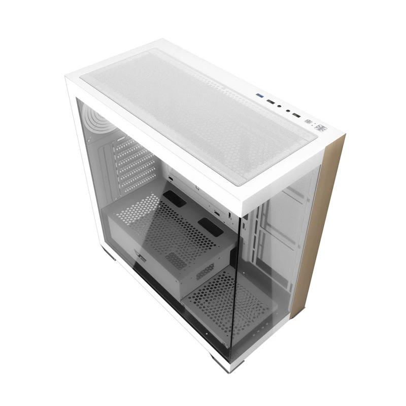 Darkflash DS900W White Mid-Tower Computer Case, ATX, Tempered Glass, No Fans