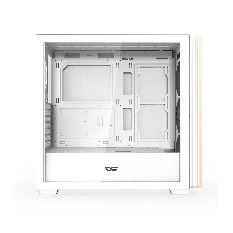 Darkflash DS900WS ATX Mid-Tower Computer Case, White, Tempered Glass, No Fans