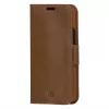 DBRAMANTE 1928 Copenhagen Slim Flip Case for Apple iPhone 13 Pro Max, Full-Grain Grained Leather, Light Brown, Magnetic Closure, 3 Card Slots, Stand Feature, Wireless Charging Support