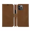 DBRAMANTE 1928 Copenhagen Slim Flip Case for Apple iPhone 13 Pro Max, Full-Grain Grained Leather, Light Brown, Magnetic Closure, 3 Card Slots, Stand Feature, Wireless Charging Support