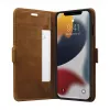 DBRAMANTE 1928 Copenhagen Slim Flip Case for Apple iPhone 13 Pro Max, Full-Grain Grained Leather, Light Brown, Magnetic Closure, 3 Card Slots, Stand Feature, Wireless Charging Support