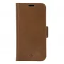 DBRAMANTE 1928 Copenhagen Slim Flip Case for Apple iPhone 13 Pro Max, Full-Grain Grained Leather, Light Brown, Magnetic Closure, 3 Card Slots, Stand Feature, Wireless Charging Support