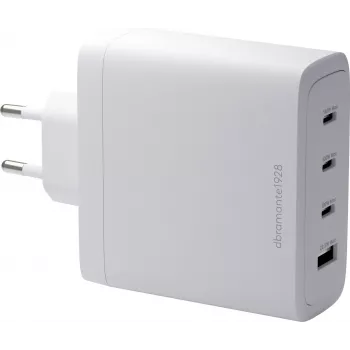 DBRAMANTE1928 Re-Charge GaN Wall Charger 140W – 4 Output Ports (3x USB-C, 1x USB-A) – White