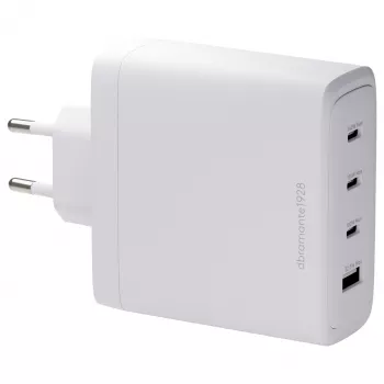 DBRAMANTE1928 Re-Charge GaN Wall Charger 140W – 4 Output Ports (3x USB-C, 1x USB-A) – White