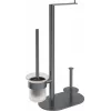 DEANTE 3-in-1 Toilet Set - Freestanding Toilet Paper Holder, Toilet Brush Holder, Spare Roll Holder - Matte Black - Rivalta Series