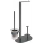 DEANTE 3-in-1 Toilet Set - Freestanding Toilet Paper Holder, Toilet Brush Holder, Spare Roll Holder - Matte Black - Rivalta Series