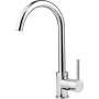 DEANTE Alga Single-Lever Kitchen Faucet with Swivel Spout, Chrome, Brass Body, Ceramic Cartridge, Flexible G 3/8 inch Connections, 360° Rotation