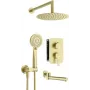 DEANTE Arnika Concealed Shower Set with Bath Spout, Gold, 250mm Rain Shower