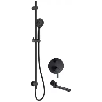 DEANTE Arnika Concealed Shower Set with Bath Spout, Matt Black, 250 mm Rain Shower