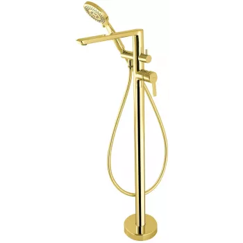DEANTE Arnika Freestanding Bathtub Mixer with Shower Set, Gold, Brass, Single-Lever, Floor-Mounted