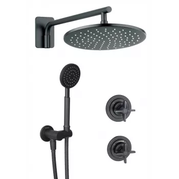 DEANTE Arnika Nero Concealed Shower Set, Matte Black, 250x250mm Rain Shower