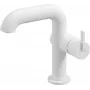 DEANTE Arnika Nero Washbasin Mixer with Rectangular Spout, Matte Black, Single-Lever, High-Body, Deck-Mounted, 1-Hole, Ceramic Cartridge 25 mm, Flexible Connection Hoses G3/8 inch 45 cm, Water Flow Class Z, Acoustic Group I