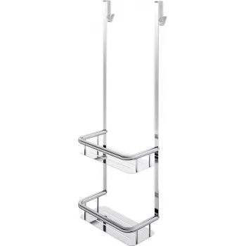 DEANTE Bamboo Shower Caddy with 2 Shelves and 2 Hooks - Hanging Over-the-Door Shelf for Bathroom Storage