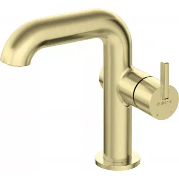 DEANTE Basin Mixer with Rectangular Spout, Matte Black, Brass, Single-Lever, Deck-Mounted, Arnika Series