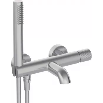 DEANTE Bathtub Faucet with Shower Set - Matte Black, Wall-Mounted, Brass, Ceramic Cartridge, Handheld Shower, 150 cm Hose, Arnika Series
