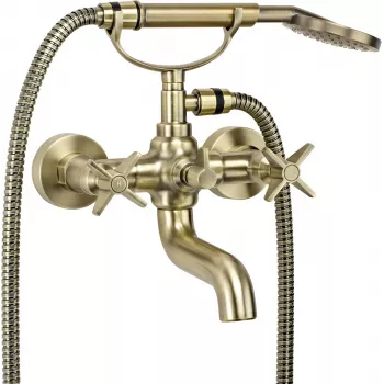 DEANTE Bathtub Mixer with Shower Set, Black Matte, Wall-Mounted, Single-Lever, Brass, 2-Hole, 150mm Connection Spacing