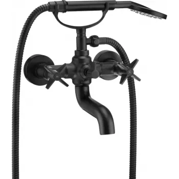 DEANTE Bathtub Mixer with Shower Set - Matte Black, Wall-Mounted, Single-Lever, Ceramic Cartridge, Brass