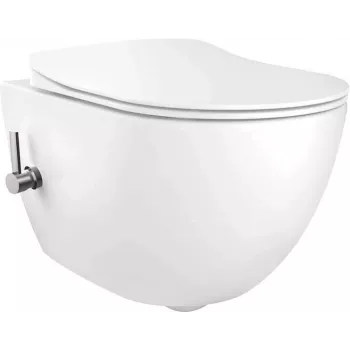 DEANTE CBP 6WPW Wall-Hung Bidet Toilet with Integrated Mixer Tap, White, Soft-Close Seat