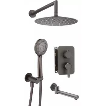 DEANTE Concealed Shower Set with Bath Spout - Chrome, 3-Way