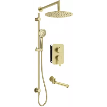 DEANTE Concealed Shower Set with Mixer Box, Gold, Rain Shower 250 mm, Single-lever