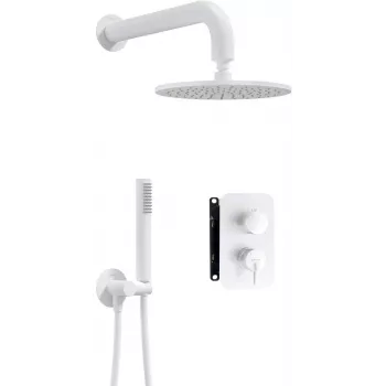 DEANTE Concealed Shower Set with Mixer Box - Overhead Shower, Black Matte, Arnika Series