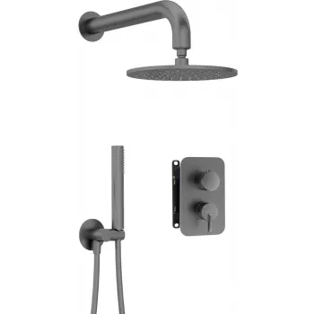 DEANTE Concealed Shower Set with Mixer Box - Overhead Shower - Matte Black