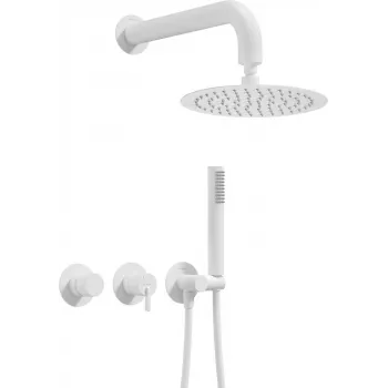 DEANTE Concealed Shower Set with Overhead Shower - Horizontal Mixer, Chrome, 250mm Round Head, Arnika Series