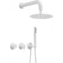 DEANTE Concealed Shower Set with Overhead Shower - Horizontal Mixer, Chrome, 250mm Round Head, Arnika Series