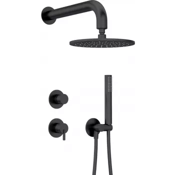 DEANTE Concealed Shower Set with Overhead Shower - Matte Black, Square 250x250 mm, Arnika Nero
