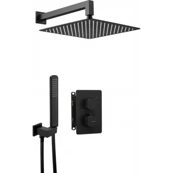 DEANTE Concealed Shower Set with Thermostatic BOX - Arnika Nero - Matte Black