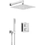 DEANTE Concealed Shower Set with Thermostatic BOX, Matte Black, 2 Outlets, 25 cm Rain Shower