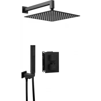 DEANTE Concealed Thermostatic Shower Set with Rain Shower and Hand Shower, Matte Black