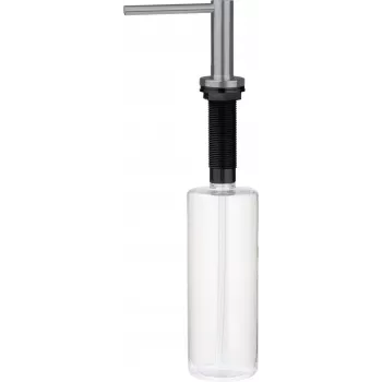 DEANTE Dishwashing Liquid Dispenser with Sponge Holder, 380 ml, Grey/Transparent
