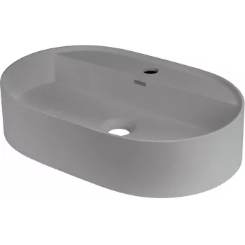 DEANTE Granite Countertop Washbasin with Faucet Island - Oval, Black, Matte