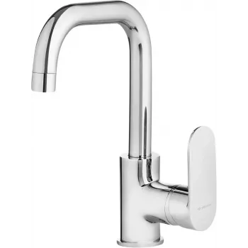 DEANTE Hiacynt Basin Mixer with Rectangular Spout, Chrome, Single Lever, Ceramic Cartridge 35 mm