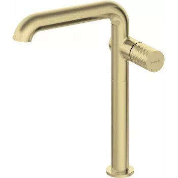 DEANTE High Basin Faucet with Rectangular Spout, Glossy Gold, Single Lever, Ceramic Cartridge, Deck-Mounted