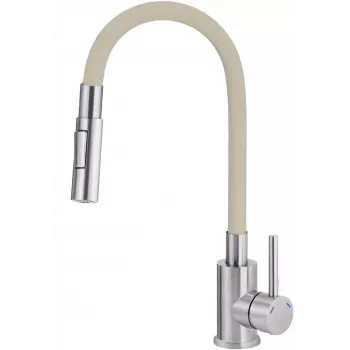DEANTE Kitchen Faucet with Bent Spout - 2 Types of Spray, Chrome