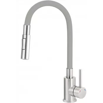 DEANTE Kitchen Faucet with Bent Spout - 2 Types of Spray, Chrome