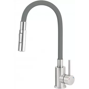 DEANTE Kitchen Faucet with Bent Spout - 2 Types of Spray, Matte Black