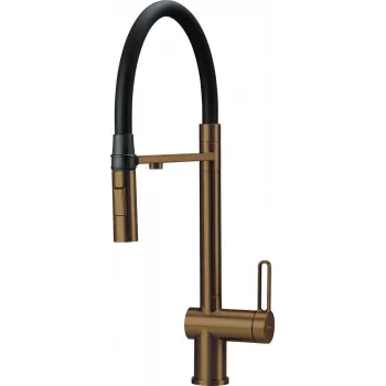 DEANTE Kitchen Faucet with Filter and Flexible Spout, Chrome, Single-Lever, 2-in-1 Tap and Filtered Water, 360° Swivel, Brass
