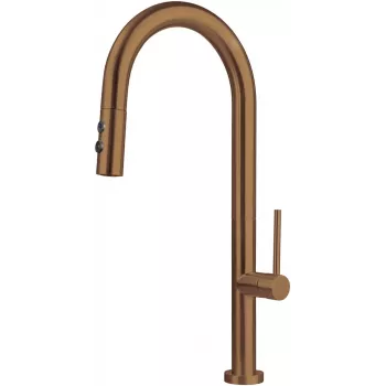 DEANTE Kitchen Faucet with Pull-Out Spout - 2 Streams, Matte Black, Brass