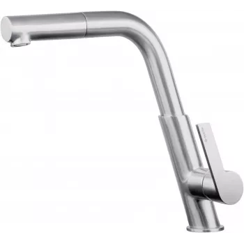 DEANTE Kitchen Faucet with Pull-Out Spout, Chrome, Single-Lever Mixer, 360° Swivel, Brass, Hiacynt Series