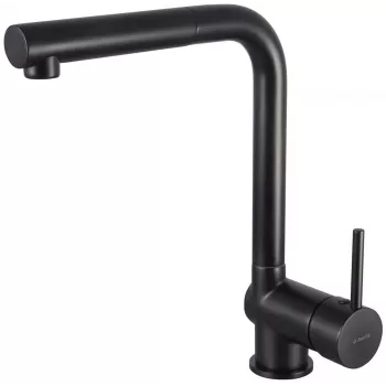 DEANTE Kitchen Faucet with Pull-Out Spout, Matte Black, Brass, Single-Lever, 360° Swivel
