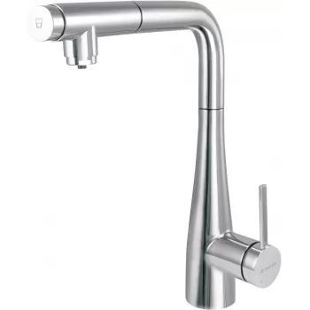 DEANTE Kitchen Faucet with Water Filter Connection and Pull-Out Spout, Chrome, 3-in-1 Hot/Cold/Filtered Water, Single Lever, 360° Swivel, Brass Body