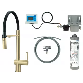 DEANTE Kitchen Faucet with Water Filtration Set, Flexible Spout, Matte Black