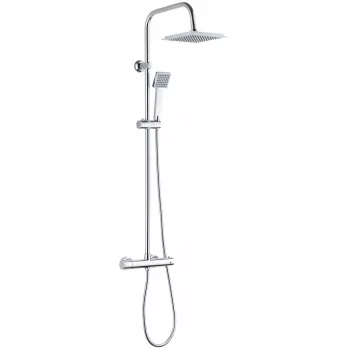 DEANTE Rain Shower with Thermostatic Mixer - Matte Black, 250mm Round Head, Adjustable Height