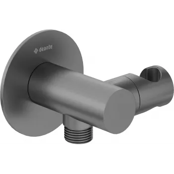 DEANTE Round Angled Connector with Handset Holder - Spiral Handset Cord RJ9 10m Black