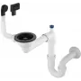 DEANTE Space-Saver Siphon for 1-Bowl Granite Sink – Compact Under-Sink Drainage, Grey/White