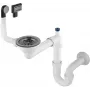 DEANTE Space-Saver Siphon for 1-Bowl Granite Sink - Compact Waste Kit with Stainless Steel Strainer