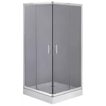 DEANTE Square Shower Enclosure 80x80 cm Chrome Tempered Glass